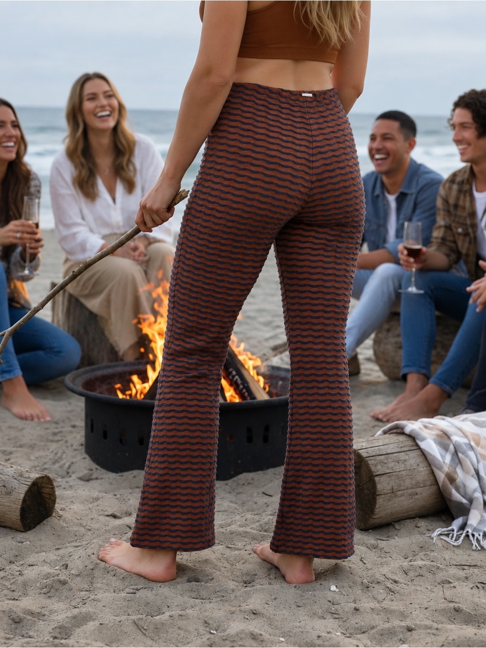 Billabong Hot Tides Sedona Knit Wave Flare Pants Small NWT
